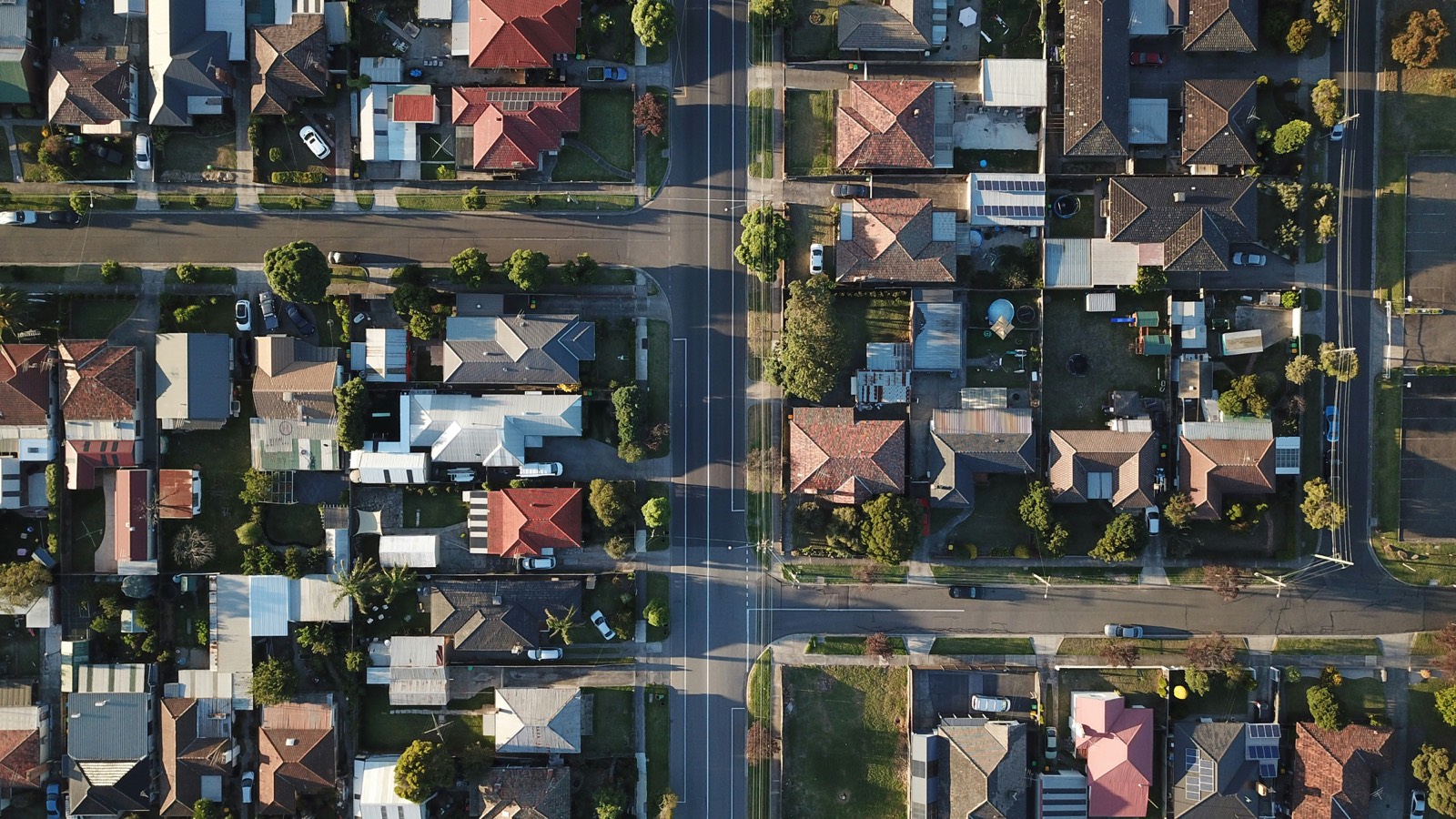 Aerial view of an Australian property neighbourhood